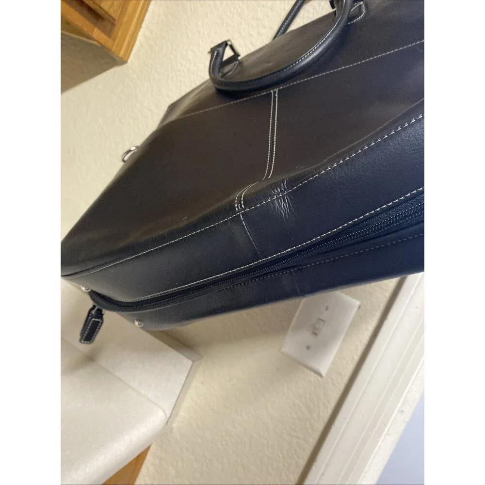 Levenger Black Leather Laptop Bag Messenger Unisex Brief Case